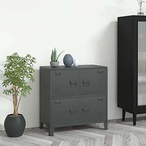 Juroupi Aufbewahrungstruhe Auflagenbox Truhen Auflagenboxen Kisten Aufbewahrung Industrial Anthrazit 75x40x80 cm Stahl