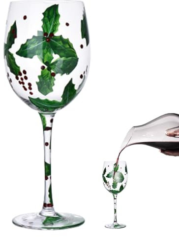 Copas de vino de Navidad, diseño de Papá Noel, árbol de Navidad, agujas de pino, copas de vino tinto de Navidad, decoración de cristalería de Navidad, divertida taza pintada a mano para fiestas de Año