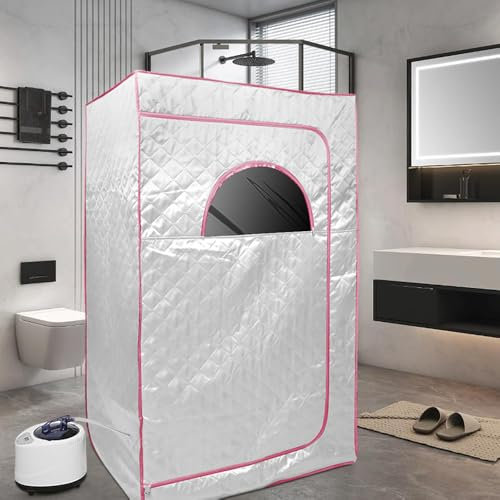 OHMG Sauna Portable 3L Sauna Exterieur,Sauna Portable Corps Complet,Spa Portable avec 1000W Vapozone Portable,Télécommande,Grand Espace, Sauna Portable Maigrir,Detox (Argent-100 * 80 * 170cm)