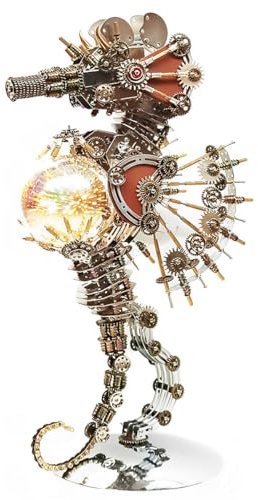 YYDSTES Seepferdchen 3D Puzzle für Erwachsene, 2100 Teile 3D Metall Puzzle Bausatz für Erwachsene,DIY Edelstahl Steampunk Mechanische Montage Puzzles Modelle,Tolle Geburtstagsgeschenke für Männer
