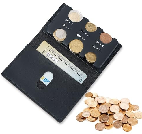 SimpleVibesXinPuwei Kleingeldbörse mit Münzsortierer – Praktische Münzen Aufbewahrung & Kartenhalter – Euro Kleingeld Sortierer nach Wert – Bequem tragbar – Mehrzweck Handtasche (Schwarz)