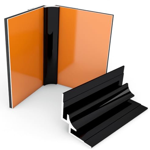 Kerabad Aluminium Profilsystem für 3mm Platten - 3 Meter - Alu-Profil für Duschrückwand Küchenrückwand - Inneneckprofil schwarz