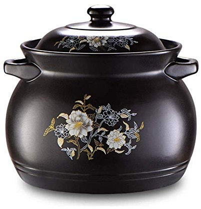 KXQYIKYI Olla de cerámica para cocinar arcilla de terracota, olla para estofado, parte inferior antideslizante, mango antiquemaduras, esmalte suave, capacidad duradera, 8 L