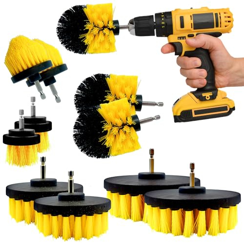 Drill Brushes for Cleaning - 5 Plastic Drill Brush Set for Carpet, Tub, Sink, Bathroom, Shower, Car - Drill Brush Attachment as Grout Cleaning Brush, Carpet (PACK OF 10)