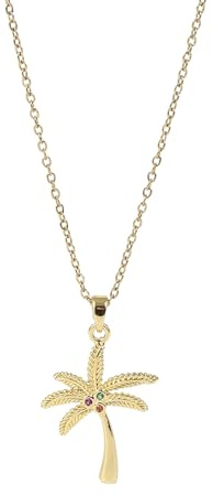 Lit Wall Gold Pendant Necklace for Women 18K Gold Plated Dainty Gold Necklace for Women, Jewelry Gift for Her, L, Stainless Steel, No Gemstone