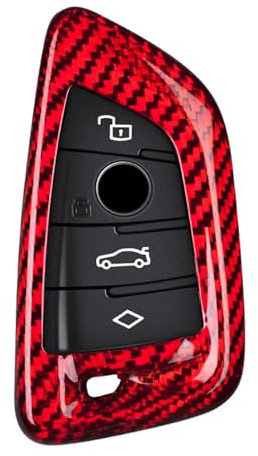 M.JVisun Echte Kohlefaser Abdeckung Fall Schlüsselgehäuse Für BMW 2 Serie 4 Serie i4 M2 X4M 2023-2024 Auto Schlüssel Schlüsselanhänger - Rot