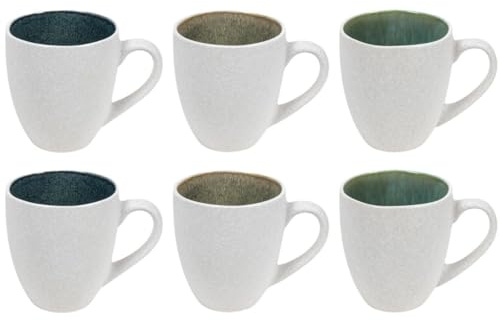 Cookinglife Becher Belize, 6 Stück, 330 ml, Steingut, spülmaschinen- und mikrowellengeeignet