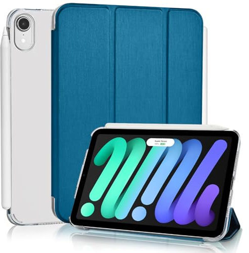 4UBonLife Custodia per iPad Mini 7ª Generazione 2024 (A17 Pro) Mini 6ª Generazione 2021 8,3 Pollici, Cover Protettiva Rigida Sottile, Case Posteriore Opaca Traslucida per iPad mini 6 7, Blu Pavone