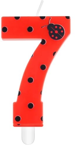 Sieben-Spotted Ladybug Geburtstag Kerzen,7. Geburtstag Dekorationen für Mädchen Junge,Rote Nummer 7 Kerze für Kuchen,Rote Ladybug Kerzen Kuchen Toppers für Mädchen Jungen Geburtstag Party,Baby Dusche