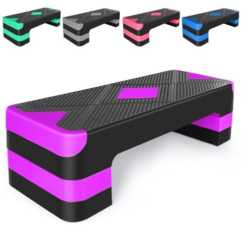 GYMFLEX Aerobic Steppbrett Höhenverstellbar Stepper mit 3 Stufen 10/15/20cm, rutschfest Fitness Step-Bench für Zuhause