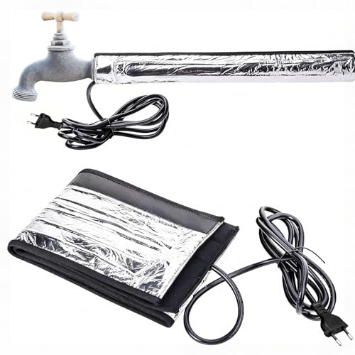 Manta Térmica para Tuberías de Agua, 100 x 15 cm, Termostática, Lámina de Aluminio, Anticongelante, Cable Calefactor para Tuberías Metal/Plástico de 3.8 cm, Acompañamiento Térmico para Tuberías