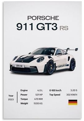 Generisch Posters Car 911 Gt Poster Für Zimmer, Ästhetische Leinwand-Wandkunst, Schlafzimmer-Dekor Poster 12x18inch(30x45cm)