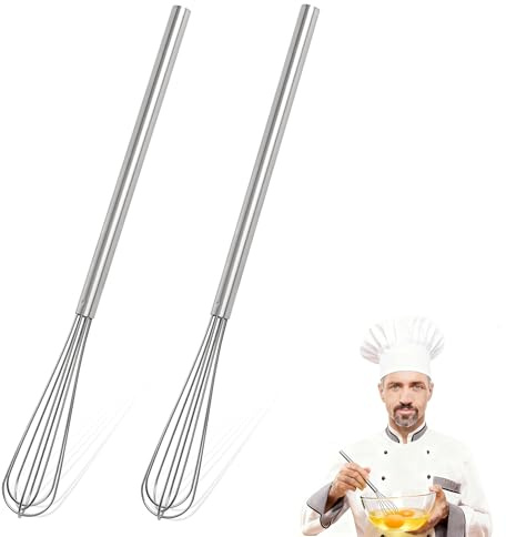 2 PCS Stainless Steel Small Hand Whisk, Durable Mini Whisk for Cooking | Ergonomic Handle, Tiny Wire for Mixing Whisking Blending Stirring Sauces Eggs Cream, Compact Storage for Dorm Camper Travel