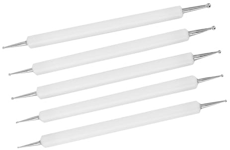 VGEBY Bildhauer-Punktierwerkzeug-Set – 5-teiliger Doppelseitiger Ton-Einkerbungsstift Zum Erstellen Glatter Linien, Verschiedene Größen, schwarz/weiß (WHITE)