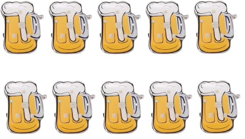 NOLITOY 10 Stück Bierkrug Anstecknadeln mit LED Licht Langlebiges Material Blinkend Party und Bar Accessoire für Ktv und Geschenk