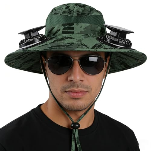 Sombrero con Ventilador | Gorro de Protección Solar | Sombrero con protección UV,para Jardinería, Verano, Playa, Golf, Viajeros, Senderismo, Ciclismo, Conciertos, Parque