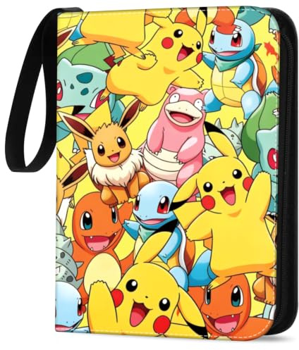 Sammelkarten Album, 4-Taschen Karten Sammelalbum, PU-Leder, wasserdicht, mit Reißverschluss, 50 Pcs Seite 400 Karten Kapazität, Zum Sammeln und Ordnen von Karten, Geschenke für Sammler und Kinder.