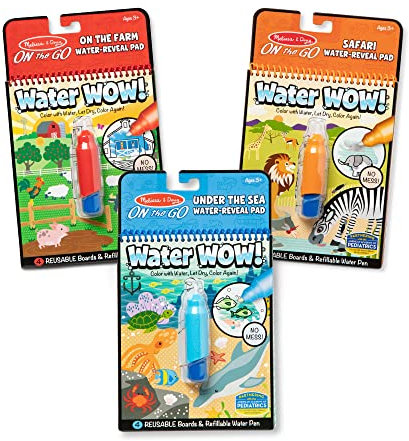 Melissa & Doug Water Wow! Reusable Color With Water Pad 3-Pack - Farm, Safari, Under the Sea