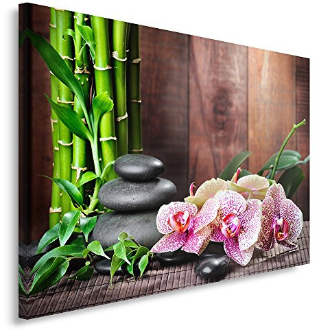 Feeby Impression Sur Toile Zen Bambous 50x40 cm Tableaux Tableau Mural Image Moderne Photo Décoration Murale Artistique Photographie Design Chambre Salon Cuisine Orchidée Galets Multicoloré