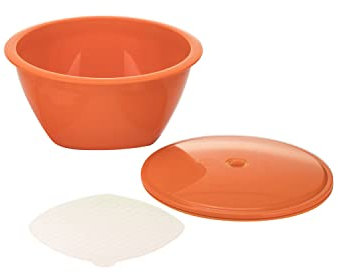 Börner Saladier Multimaker avec Couvercle (Orange) • Saladier avec Couvercle et Tamis • Compatible Micro-ondes et Congélateur • Ensemble de Saladier • Saladier Garde-Frais avec Couvercle
