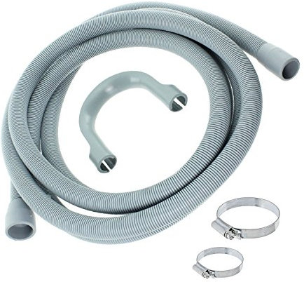 SPARES2GO Drain Outlet Hose & Clip Kit for Hoover Dishwasher (2.5M, 30mm / 22mm)