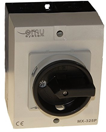 XBS 25A Hauptschalter Lasttrennschalter Not-Aus-Schalter MX-325P IP65 / 5kW, Drehschalter, Drehgriff, Manuell, Weiß/Schwarz
