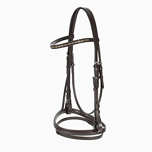HORZE Pferde Trense Weston, Trensenzaum mit Zügel für Warmblut, Vollblut und Pony, Braun, C