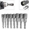 Safekom 8pc 1/4 Hex Magnetic Nut Driver Socket Set Metric Impact Drill Bits 6 to 13mm Adapter