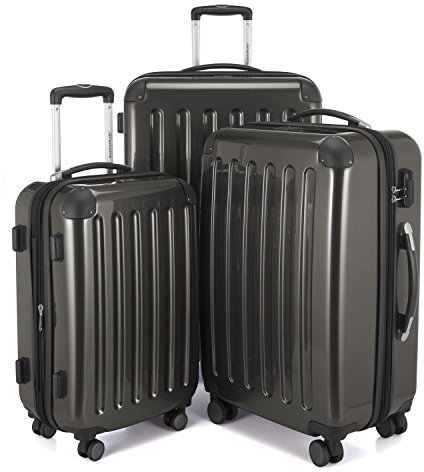 HAUPTSTADTKOFFER - Alex - 4 Doppel-Rollen 3er Trolley-Set Rollkoffer Reisekoffer, (S, M und L) Koffer-Set, 75 cm, 235 L, Graphit