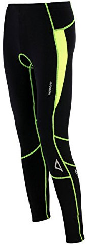 Airtracks Herren Winter Thermo Fahrradhose Lang Pro-T Thermo Hose Radhose Radlerhose Gepolstert Warm -SCHWARZ-NEON - L