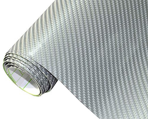 Neoxxim 26.64€/m2 Premium Auto Folie - 4D Carbon Folie Silber 4D 30 x 150 cm - blasenfrei mit Luftkanälen ca. 0,15mm dick Folierung folieren bekleben