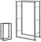V2Aox Kaminholzständer Metall, Kaminholzregal innen, Holzständer Regal für Aufbewahrung von Kaminholz, Brennholz und Feuerholz, Farbe:Silber, Größe:100 x 100 cm