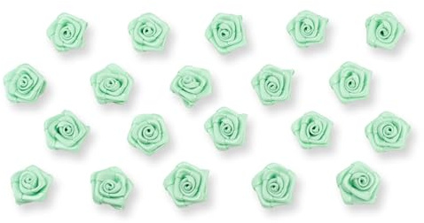 Creativery Satinrosen 15mm 20 Stück - Farbauswahl in 10/15/20/30/60mm - farbecht & waschbar - Kleine Stoffrosen zum Aufnähen - Satin Röschen zum Basteln Nähen Kleben Dekorieren - Mint