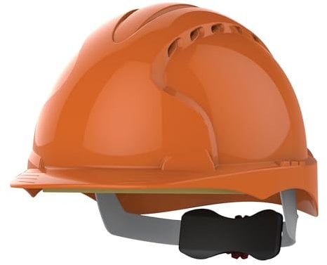JSP EVO3 HDPE Safety Helmet for Construction/Building with Revolution Wheel Ratchet Orange Vented (AJF170-000-800)