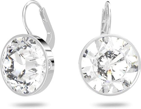 Swarovski Bella Mini Drop-Ohrhänger, Rundschliff, Weiß, Rhodiniert