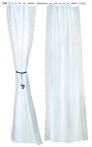 roba Vorhang Set Rock Star Baby - 250 x 145 cm - 2-teilige Gardinen für Baby & Kinderzimmer - Weiß mit grauen Streifen - Deko für Mädchen & Jungen