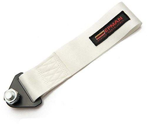 EPMAN Set di cinghie di traino universali ad alta resistenza per paraurti anteriore e posteriore, camion, SUV, corda di traino (bianco)