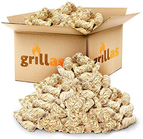 grillas Pastillas de Encendido Ecológicas Enceradas | Encendedores de Barbacoa de Madera Natural | Pastillas de Lana de Leña para Chimeneas, Estufas, Fogatas, Ahumadores (3 kg (240 Unidades)