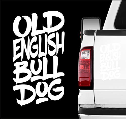 siviwonder Auto Aufkleber Old English Bulldog - OEB - Font Schrift Autoaufkleber Hundemotiv Hundeaufkleber autoaufkleber Hund Folie weiß