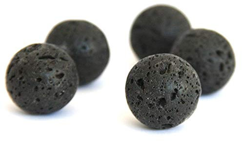 Perlin - Edelstein Lava Perlen 14/12/10/8/6/4 mm Rund Lavaperlen Schwarz Stein Naturstein Strang Schmuckperlen Halbedelstein für Schmuck Kette Armband (14mm 14stk)