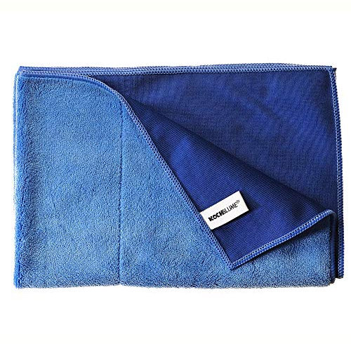 Kochblume Geschirrtuch 60x40cm 5er Set | Microfasertuch | Extra saugfähige Fasern und Polierseite | Waschbar bis 40°C | Farbe: blau/dunkelblau