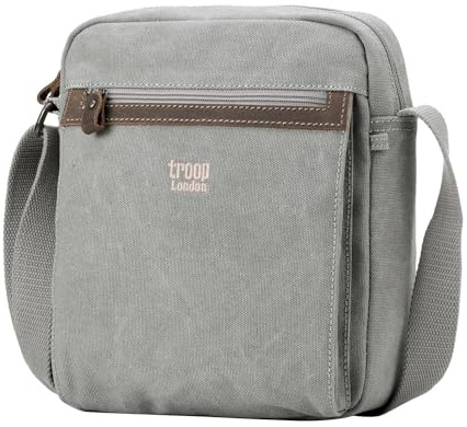 Troop London TRP0218 Klassische Umhängetasche aus Segeltuch, Grau (Ash Grey), Medium