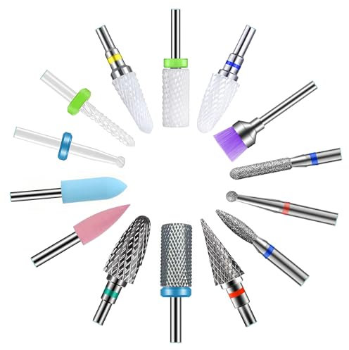 Homeet 7pcs Ceramique Embouts de Ponceuse à Ongles Professionnel Kit Manucure Fraises Polissage de Sécurité, pour Manucure et Pédicure pour Enlever Gel Vernis Semi Permanent des Ongles Pédicures