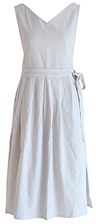 SPDYCESS Küche Schürze für Damen Japanischer Stil Baumwolle Kochen Schürze Chef Lätzchen für Café Handwerk Garden Workshop Arbeitskleidung,Grau