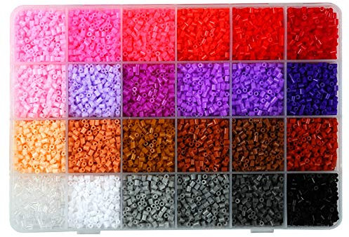 LIHAO 12000 PCS Fuse Beads Set - 24 Color, 2.6mm Mini DIY Iron Fusion Beads for Kids Art Craft
