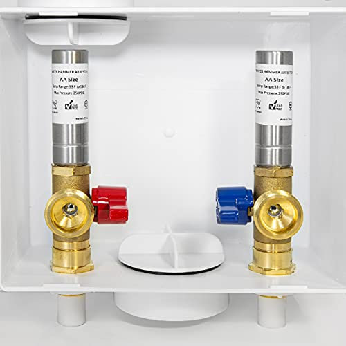 EFIELD Waschmaschinen-Ablaufbox mit zentralem Ablauf, 1/2 Zoll CPVC x 3/4 Zoll MHT (1/2 Zoll CPVC-Anschluss), weiß (mit Edelstahl-Arrester)