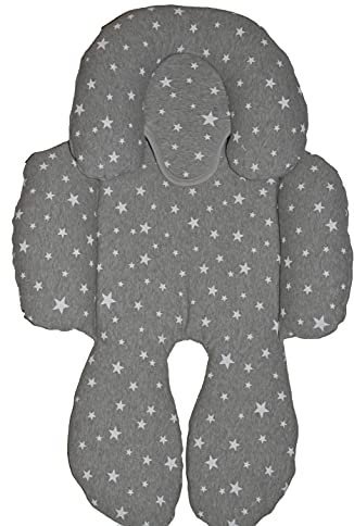 BEYBI® Reductor bebé punto algodón universal para capazo, silla coche grupo 0, silla de paseo y cuna (Gris Estrellita blanca)