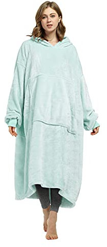 Catalonia Classy Lange Weiche Kapuzendecke, Kuschelige Geschenke für Sie, Fleece Warme Tragedecke, Übergroße Kapuze für Erwachsene Männer Frauen, Aqua