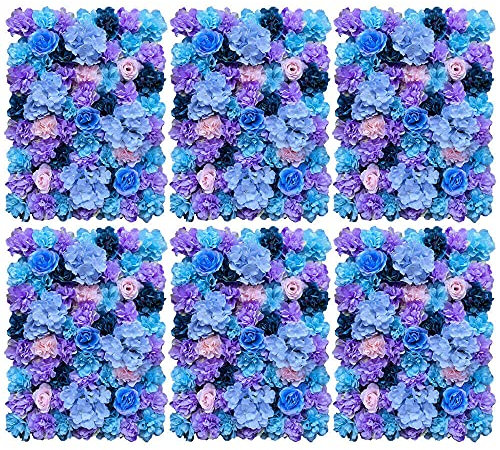 kangten Künstliche Blumenwand Wandpaneele Ornamente Hochzeit Hintergrund Dekor 60X40cm für Kulisse Hochzeit Party 6 Stück