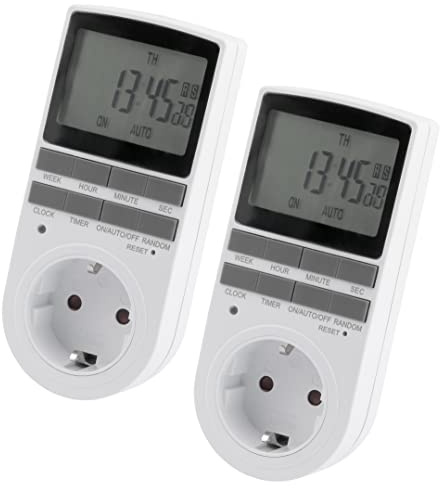 MC Power - 2er-Pack - Digitale Zeitschaltuhr | WZ-10 | 10 konfigurierbare Programme, 24 Std. Timer, 3.680W, Urlaubs/Zufallsfunktion